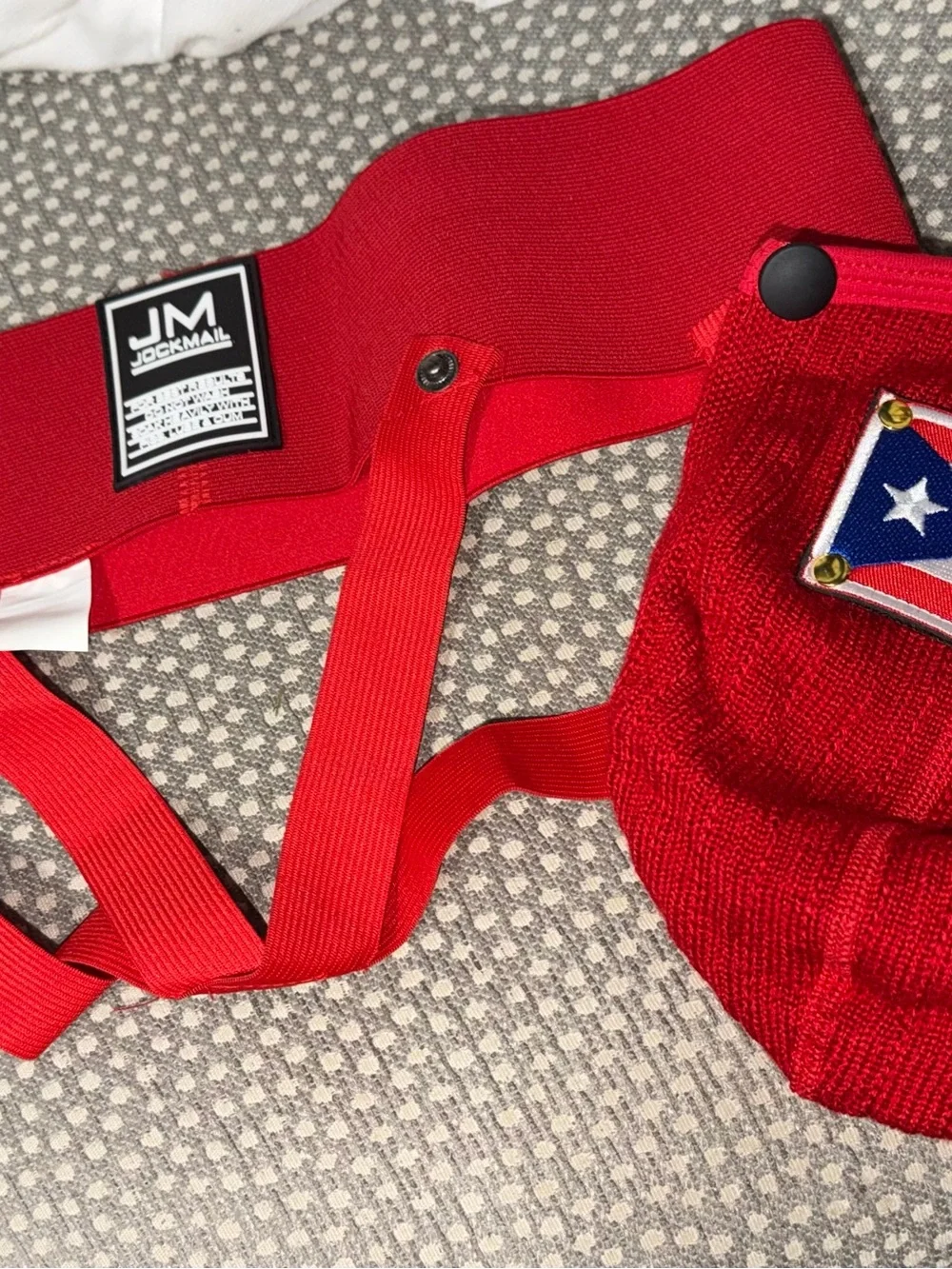 Red Men’s Jockstrap with Puerto Rico Flag M